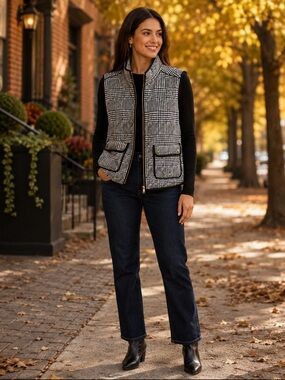Catherine Malandrino Black & White Plaid Quilted Women’s Vest